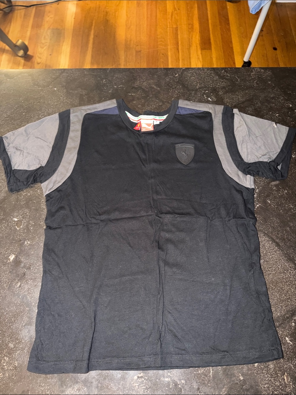 Scuderia Ferrari Puma Black and Gray Short Sleeve Tee for Kids